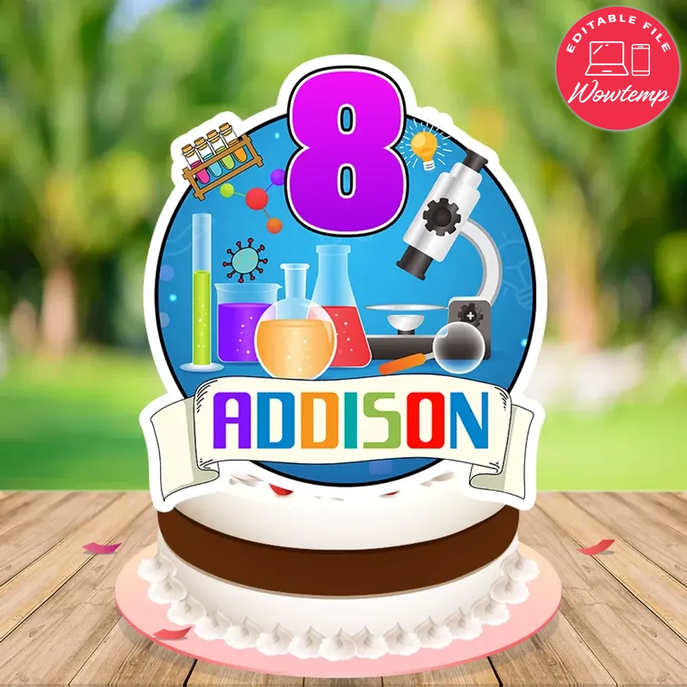 Science Birthday Cake Topper Template Printable | Wowtemp