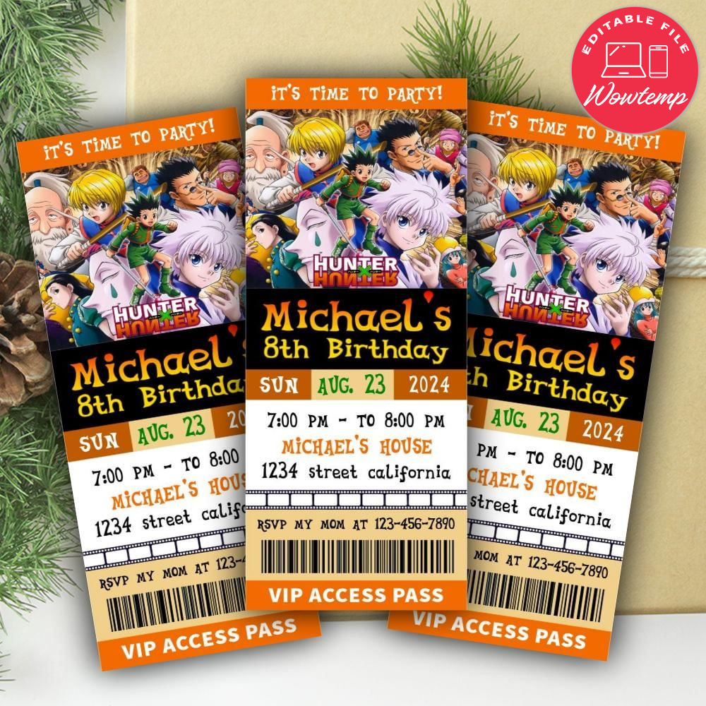 Hunter X Ticket Invitation Customizable Template | Wowtemp