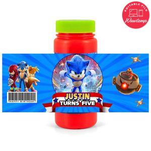 Sonic 2 Bubbles Wrapper Template to Print at Home Instant Download