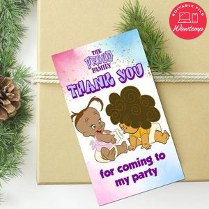 Bebe And Cece Proud Family Gender Reveal Thank You Tag Customizable Template To Print At Home Instant Download