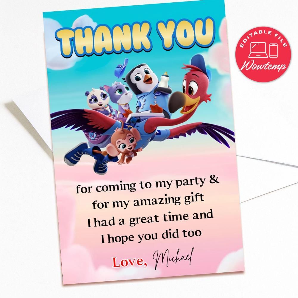 Tots Thank You Card Customizable Template DIY | Wowtemp