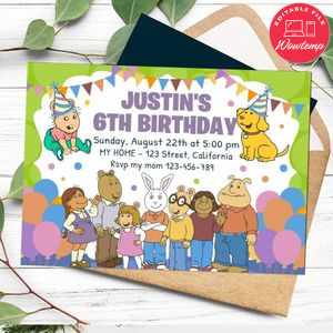 Arthur Birthday Flyer Customizable Template to Print at Home Instant Download