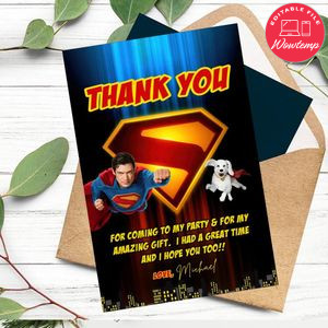 Superman 2025 Thank You Card Customizable Template To Print At Home Instant Download