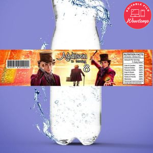 Wonka Bottle Label Birthday Water Bottle Label Template to Print at Home Instant Download