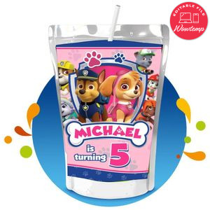 Girl Paw Patrol Capri Sun Birthday Label Digital File Printable Instant Download
