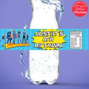 Thundermans Birthday Water Bottle Label Template to Print at Home Instant Download