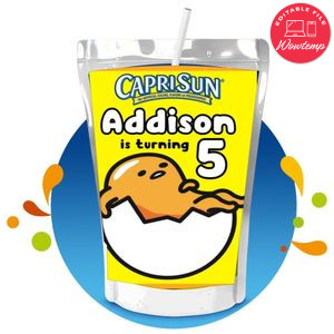 Gudetama Capri Sun Birthday Labels Digital File Printable Instant Download