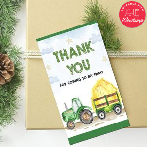 Tractor Thank You Tag Customizable Template To Print At Home Instant Download