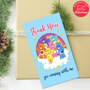 Care Bears Thank You Tag Customizable Template To Print At Home Instant Download