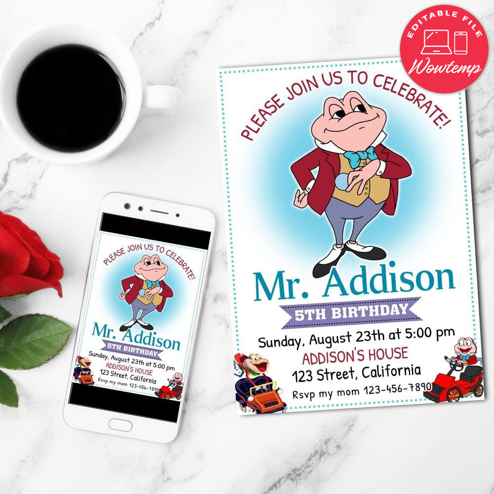 Mr. toads Invitation Customizable Template DIY | Wowtemp