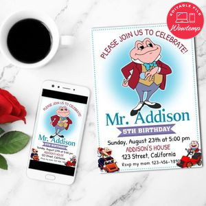 Mr. toads Birthday Invitation Customizable Template to Print at Home Instant Download