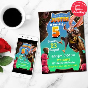 Chickenhare and the hamster Birthday Invitation Customizable Template to Print at Home Instant Download