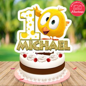 Pollito Chicky Birthday Cake Topper Template Printable Instant Download