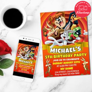 Wile e coyote Birthday Flyer Customizable Template to Print at Home Instant Download