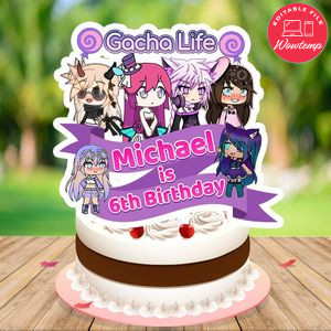 Gacha life Birthday Cake Topper Template Printable Instant Download