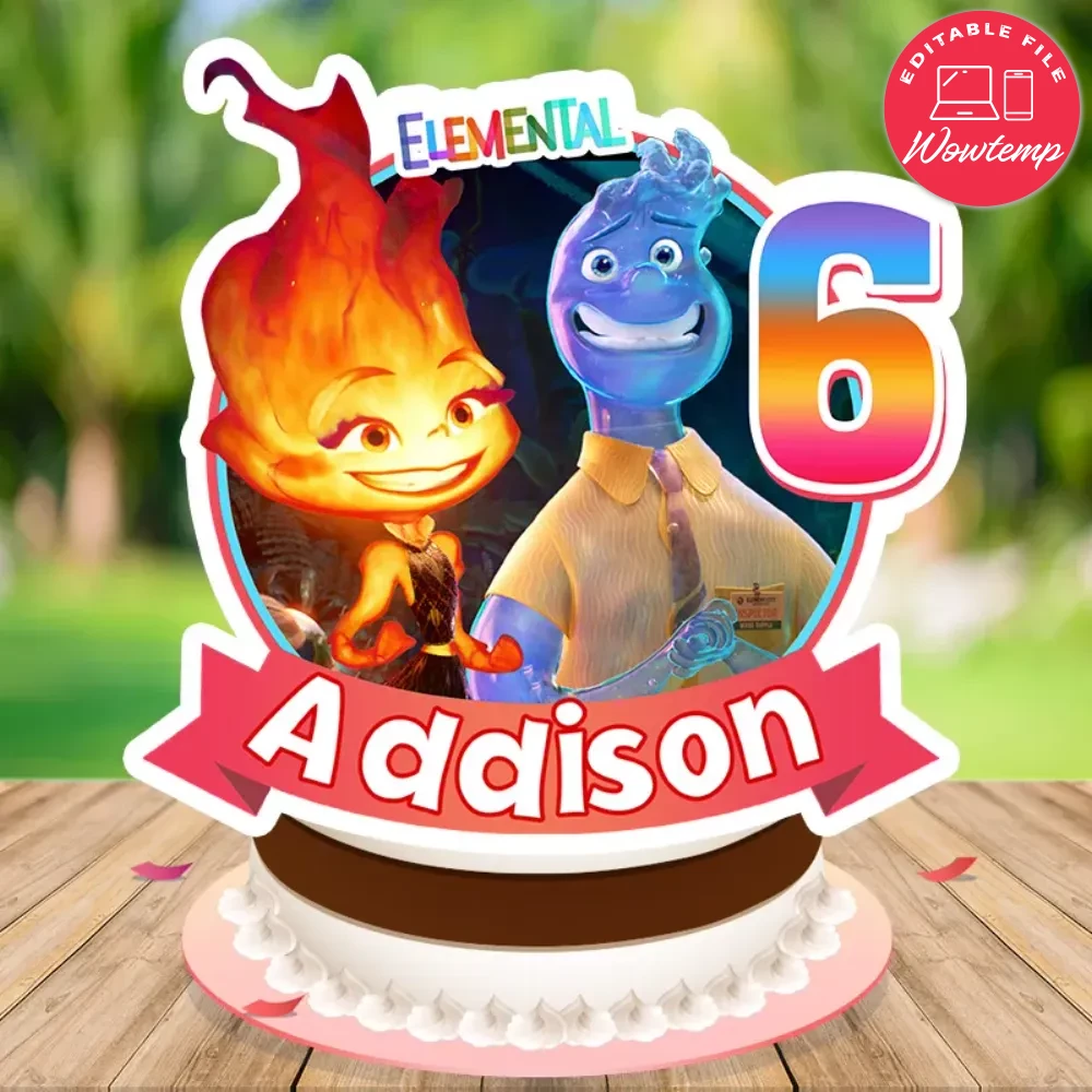 Elemental Pixar Birthday Cake Topper Template Printable | Wowtemp
