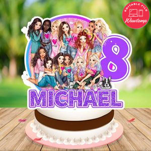 TOPModel Birthday Cake Topper Template Printable Instant Download