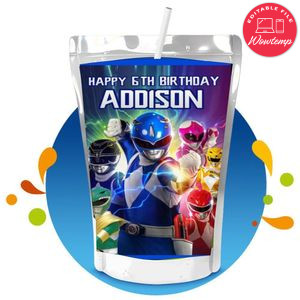 Power rangers Capri Sun Birthday Labels Digital File Printable Instant Download