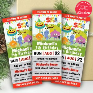 Super Simple Song Ticket Invitation Customizable Template Instant Download