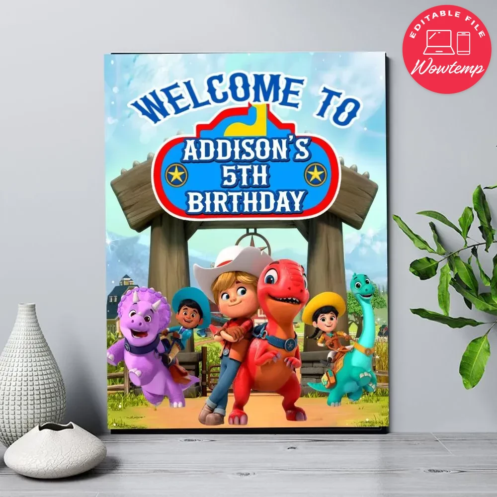Dino Ranch Birthday Welcome Sign Digital File Printable DIY | Wowtemp