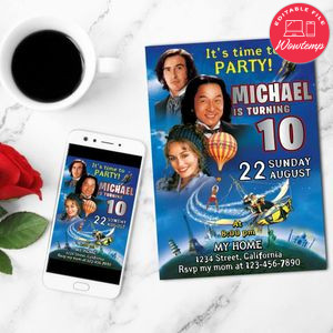 Around The World In 80 Days Mobile Invite Customizable Template Instant Download
