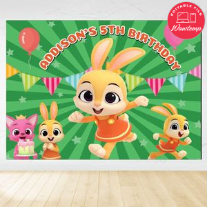 Jeni Pinkfong Birthday Backdrop Digital File Template Instant Download