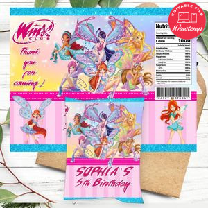 Winx Believix Birthday Party Chip Bag Digital File Printable Instant Download