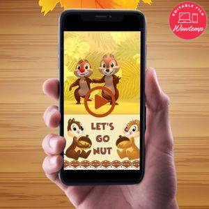 Chip and Dale Birthday Video Invitation Digital Template Customizable Instant Download