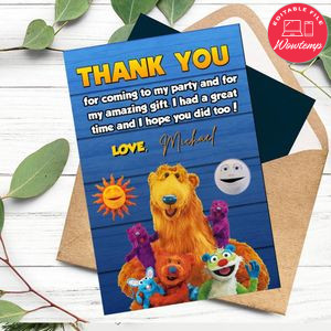 Bear In The Big Blue House Thank You Card Customizable Template To Print At Home Instant Download