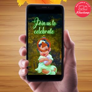 Baby Tiana Birthday Video Invitation Digital Template Customizable Instant Download