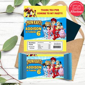 Monkart Candy bar Label Customizable Template Instant Download