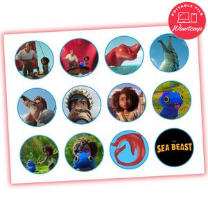 The Sea Beast Cupcake Toppers Template Printable Instant Download