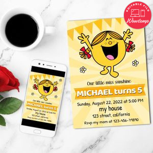 Little Miss Sunshine Birthday Flyer Customizable Template to Print at Home Instant Download