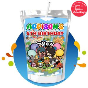 Toca Boca Capri Sun Birthday Labels Digital File Printable Instant Download