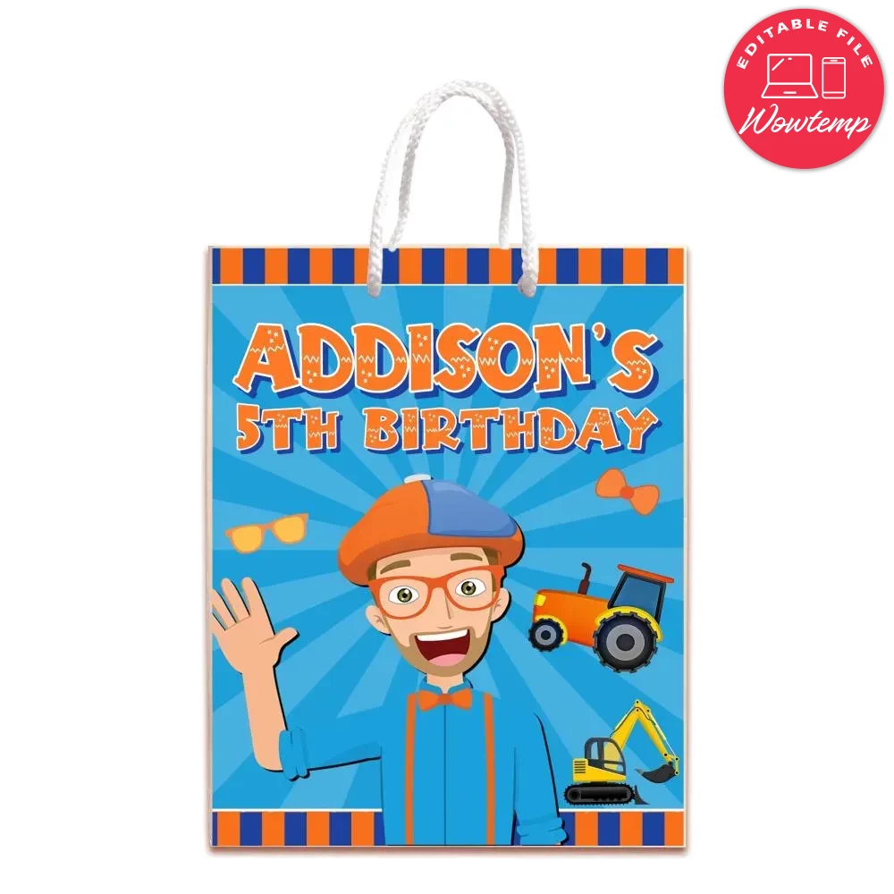 Blippi Gift Bag Label Template Printable DIY | Wowtemp