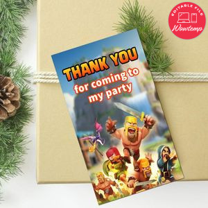 The Clash Of Clans Thank You Tag Customizable Template To Print At Home Instant Download
