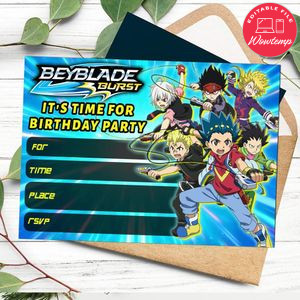 Beyblade fill in blank Invitation Customizable Template to Print at Home Instant Download
