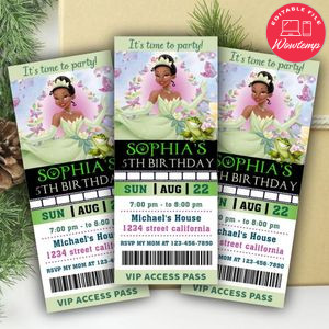 Tiana Ticket Invitation Customizable Template Instant Download