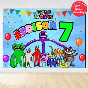 Garten of banban Birthday Backdrop Digital File Template Instant Download