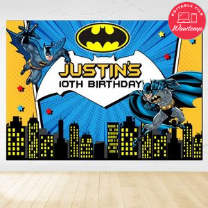 Batman Birthday Backdrop Digital File Template Instant Download