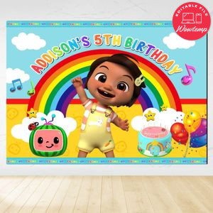 Nina cocomelon Birthday Backdrop Digital File Template Instant Download