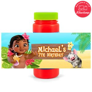 Baby moana Bubbles Wrapper Template to Print at Home Instant Download