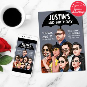 Umbrella Academy Invitation Customizable Template to Print at Home Instant Download