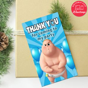 Jimbo Boss Baby Thank You Tag Customizable Template To Print At Home Instant Download