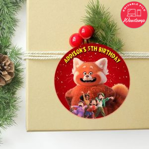 Turning Red Circle Sticker Template Customizable to Print at Home Instant Download