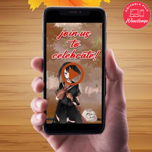 Kurome Birthday Video Invitation Digital Template Customizable Instant Download