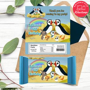 Puffin Rock Candy bar Label Customizable Template Instant Download