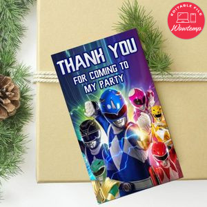Power rangers Thank you tag Customizable Template to Print at Home Instant Download