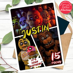 Five Nights at Freddy Personalized Birthday Card