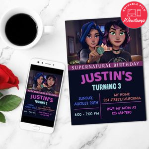 Supernatural Academy Mobile Invite Customizable Template Instant Download